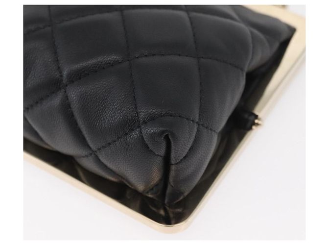 CHANEL Borsa a Spalla Matelassé in Pelle di Agnello Nera con Catena e CC Dorati Autentica 179592SAM - vista 11