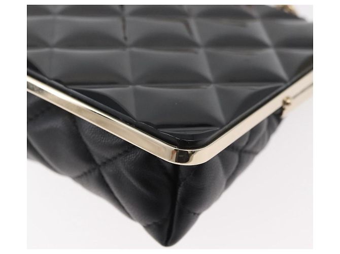 CHANEL Borsa a Spalla Matelassé in Pelle di Agnello Nera con Catena e CC Dorati Autentica 179592SAM - vista 13
