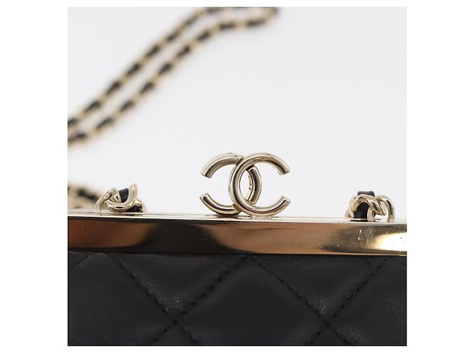 CHANEL Borsa a Spalla Matelassé in Pelle di Agnello Nera con Catena e CC Dorati Autentica 179592SAM - vista 14