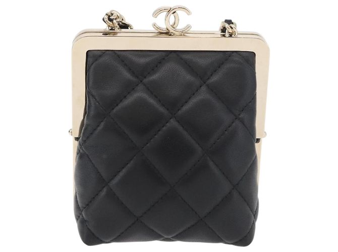 CHANEL Borsa a Spalla Matelassé in Pelle di Agnello Nera con Catena e CC Dorati Autentica 179592SAM - vista 2