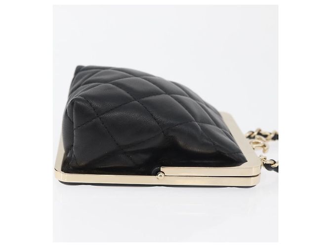 CHANEL Borsa a Spalla Matelassé in Pelle di Agnello Nera con Catena e CC Dorati Autentica 179592SAM - vista 4