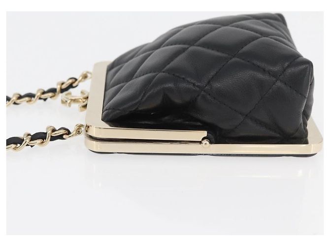 CHANEL Borsa a Spalla Matelassé in Pelle di Agnello Nera con Catena e CC Dorati Autentica 179592SAM - vista 5