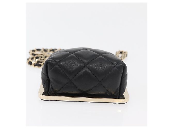CHANEL Borsa a Spalla Matelassé in Pelle di Agnello Nera con Catena e CC Dorati Autentica 179592SAM - vista 9