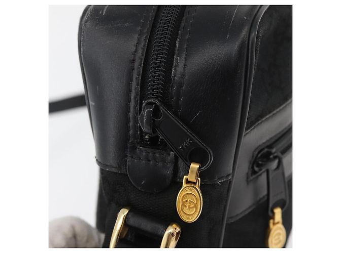 Borsa a Spalla GUCCI GG Canvas Web Sherry Line Nera Oro 001 4071 5 Auth 178333A Nero D'oro - vista 14