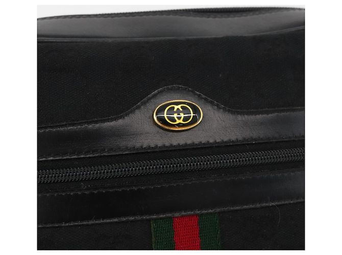 Borsa a Spalla GUCCI GG Canvas Web Sherry Line Nera Oro 001 4071 5 Auth 178333A Nero D'oro - vista 15