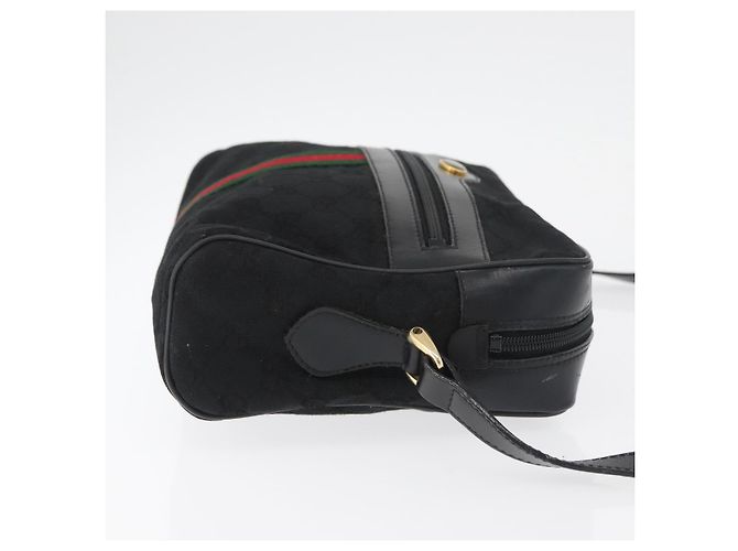 Borsa a Spalla GUCCI GG Canvas Web Sherry Line Nera Oro 001 4071 5 Auth 178333A Nero D'oro - vista 4