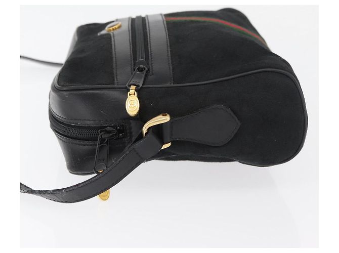 Borsa a Spalla GUCCI GG Canvas Web Sherry Line Nera Oro 001 4071 5 Auth 178333A Nero D'oro - vista 5