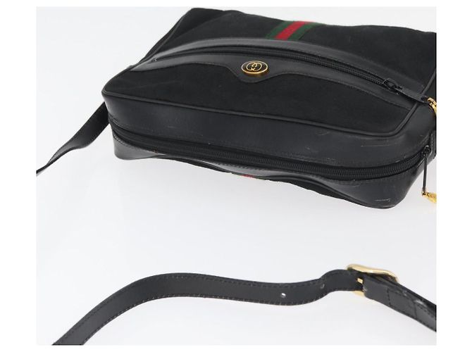 Borsa a Spalla GUCCI GG Canvas Web Sherry Line Nera Oro 001 4071 5 Auth 178333A Nero D'oro - vista 6