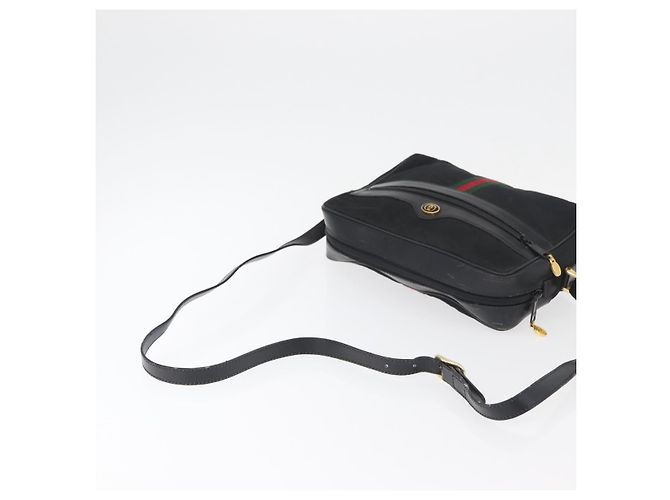 Borsa a Spalla GUCCI GG Canvas Web Sherry Line Nera Oro 001 4071 5 Auth 178333A Nero D'oro - vista 7