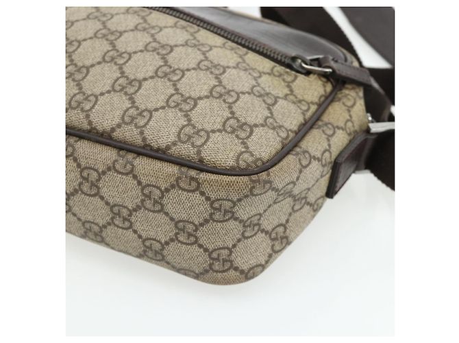 Borsa a Spalla GUCCI GG Supreme PVC Beige Argento 114291 Auth 180111 - vista 10