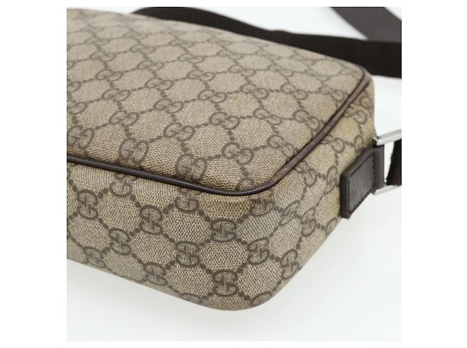 Borsa a Spalla GUCCI GG Supreme PVC Beige Argento 114291 Auth 180111 - vista 12
