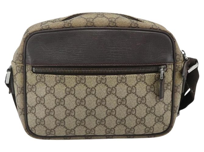 Borsa a Spalla GUCCI GG Supreme PVC Beige Argento 114291 Auth 180111 - vista 2