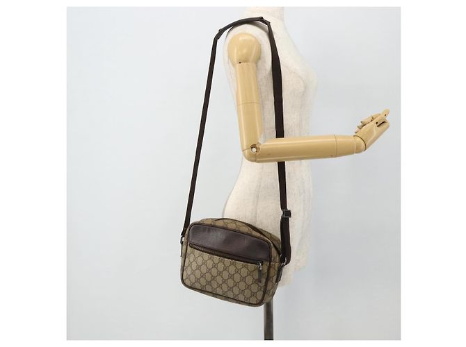 Borsa a Spalla GUCCI GG Supreme PVC Beige Argento 114291 Auth 180111 - vista 23