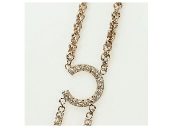 Collana con logo CHANEL in metallo Champagne Gold CC Auth 178801SM D'oro - vista 12