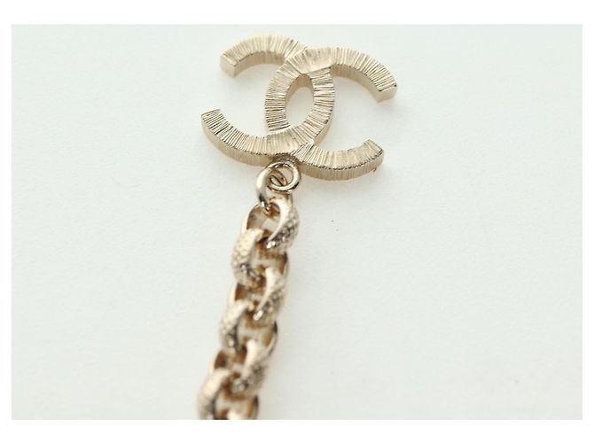 Collana con logo CHANEL in metallo Champagne Gold CC Auth 178801SM D'oro - vista 16