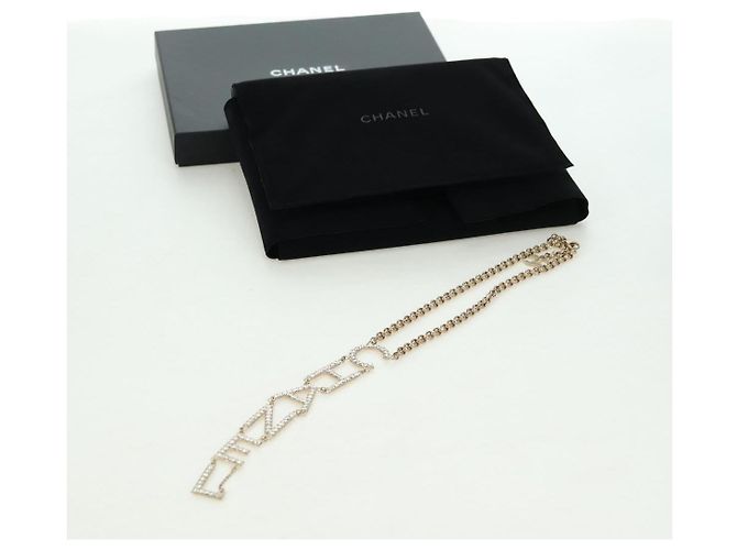 Collana con logo CHANEL in metallo Champagne Gold CC Auth 178801SM D'oro - vista 18