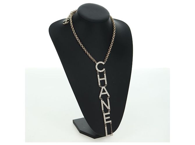Collana con logo CHANEL in metallo Champagne Gold CC Auth 178801SM D'oro - vista 19