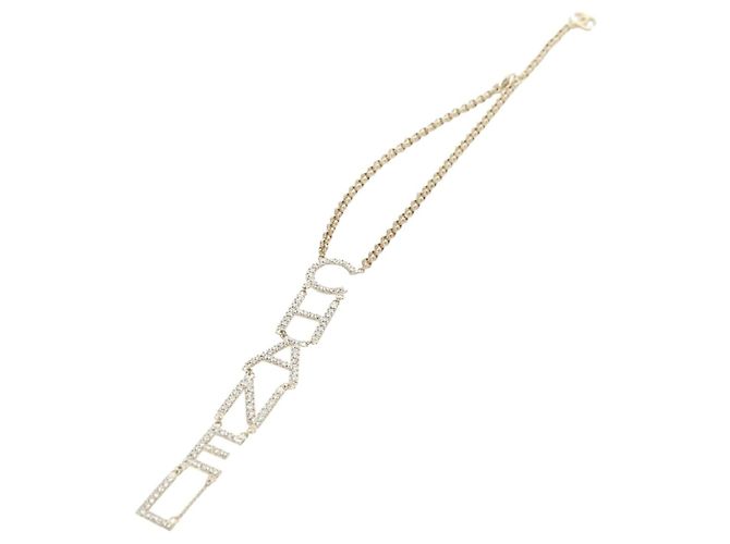 Collana con logo CHANEL in metallo Champagne Gold CC Auth 178801SM D'oro - vista 2