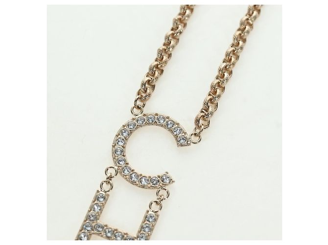 Collana con logo CHANEL in metallo Champagne Gold CC Auth 178801SM D'oro - vista 5