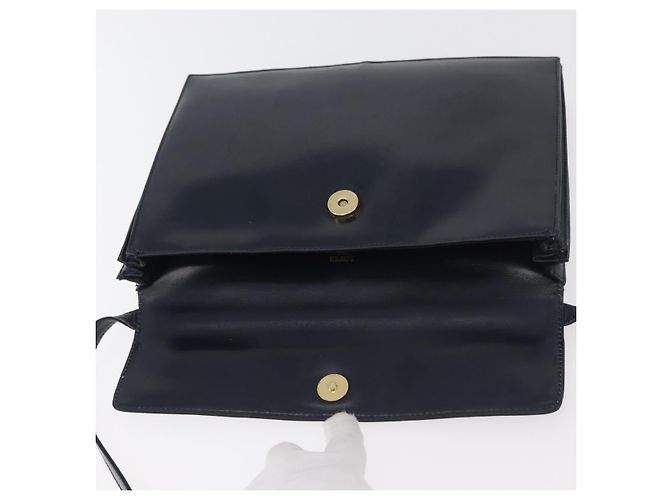 Borsa a Spalla LOEWE Anagram in Pelle Blu Navy e Oro Auth 180071 D'oro - vista 10