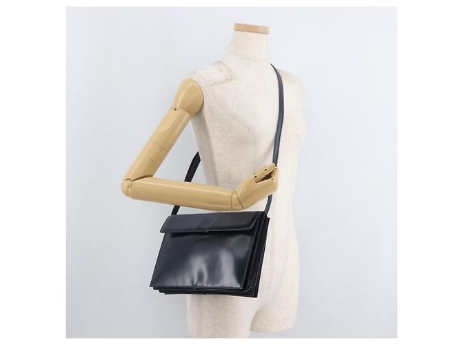 Borsa a Spalla LOEWE Anagram in Pelle Blu Navy e Oro Auth 180071 D'oro - vista 22
