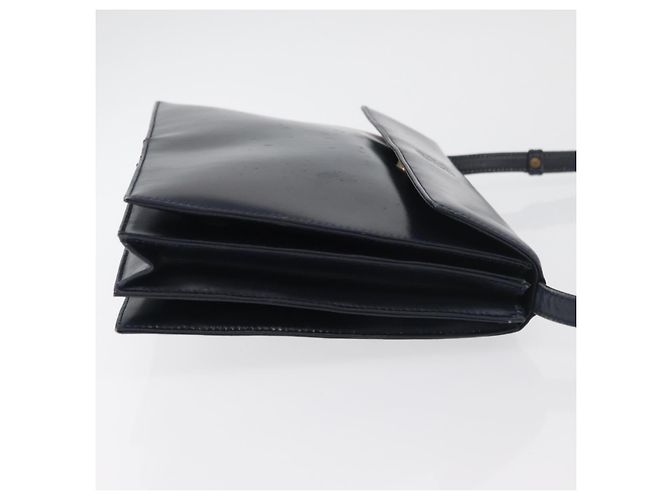 Borsa a Spalla LOEWE Anagram in Pelle Blu Navy e Oro Auth 180071 D'oro - vista 3
