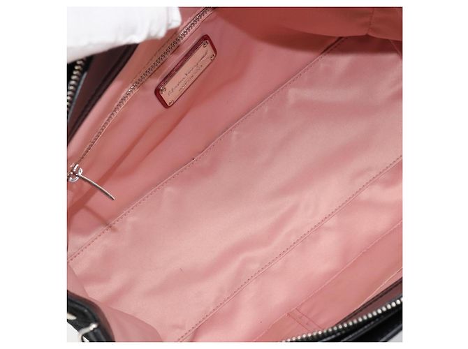 Borsa Salvatore Ferragamo Gancini in tela e pelle 2 modi Nero Argento Auth ka4262A - vista 19