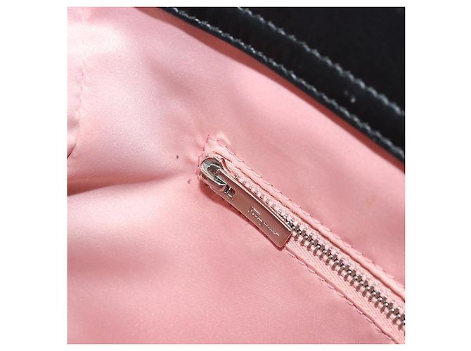 Borsa Salvatore Ferragamo Gancini in tela e pelle 2 modi Nero Argento Auth ka4262A - vista 22