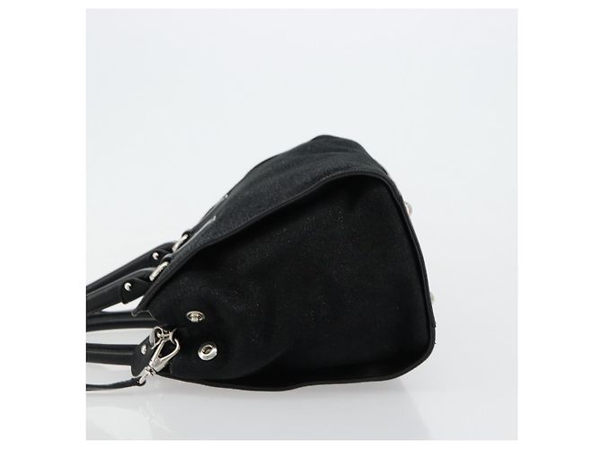 Borsa Salvatore Ferragamo Gancini in tela e pelle 2 modi Nero Argento Auth ka4262A - vista 5