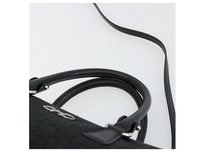 Borsa Salvatore Ferragamo Gancini in tela e pelle 2 modi Nero Argento Auth ka4262A - vista 8
