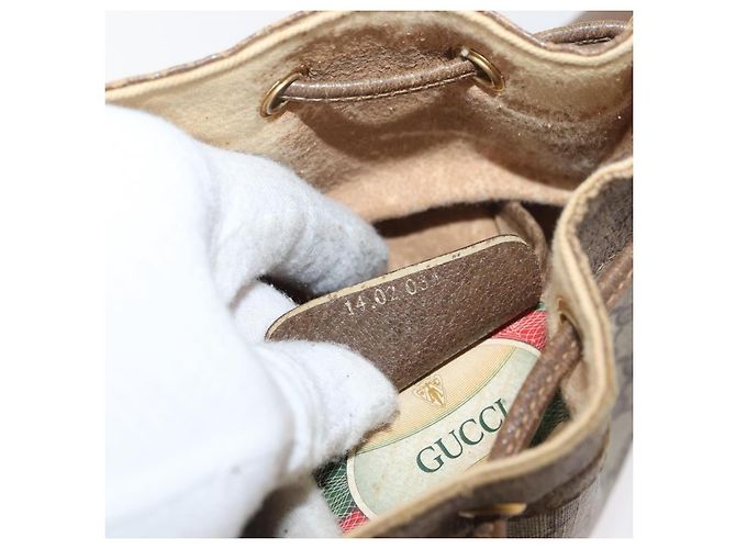 Borsa a tracolla GUCCI GG Supreme Web Sherry Line PVC Beige Oro Rosso Auth hk3712 D'oro - vista 21