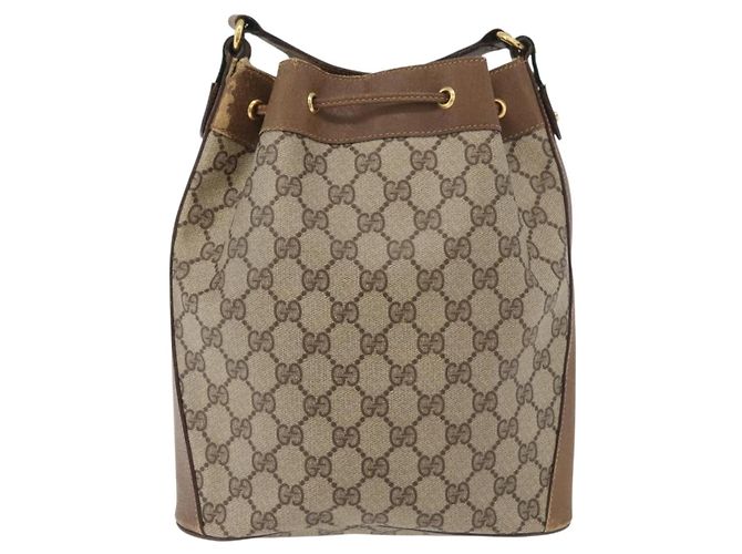 Borsa a tracolla GUCCI GG Supreme Web Sherry Line PVC Beige Oro Rosso Auth hk3712 D'oro - vista 3