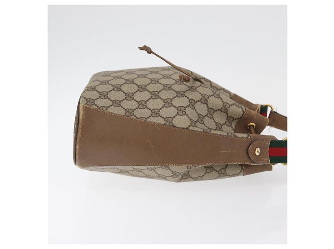 Borsa a tracolla GUCCI GG Supreme Web Sherry Line PVC Beige Oro Rosso Auth hk3712 D'oro - vista 4