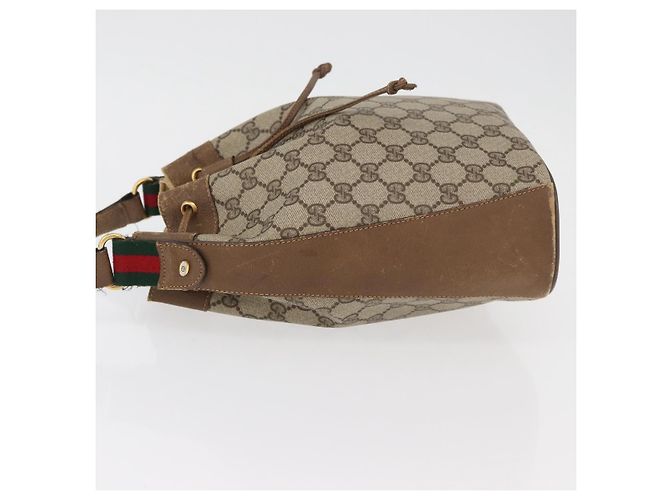 Borsa a tracolla GUCCI GG Supreme Web Sherry Line PVC Beige Oro Rosso Auth hk3712 D'oro - vista 5