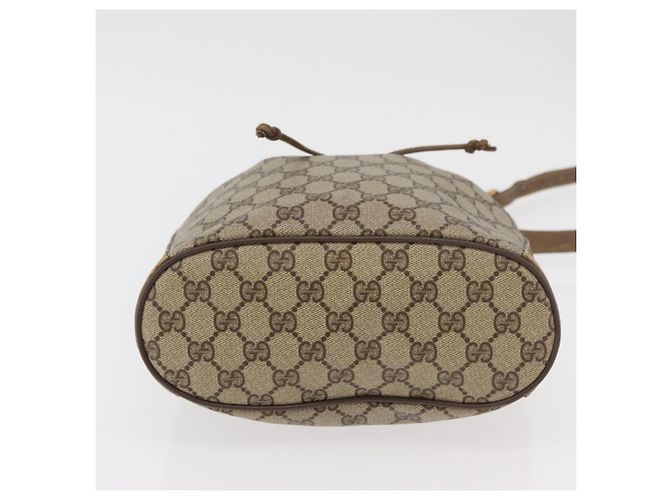 Borsa a tracolla GUCCI GG Supreme Web Sherry Line PVC Beige Oro Rosso Auth hk3712 D'oro - vista 9
