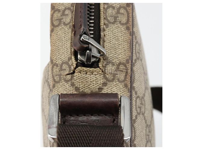 Borsa a Spalla GUCCI GG Supreme PVC Beige Argento 122754 Auth hk3711 - vista 14
