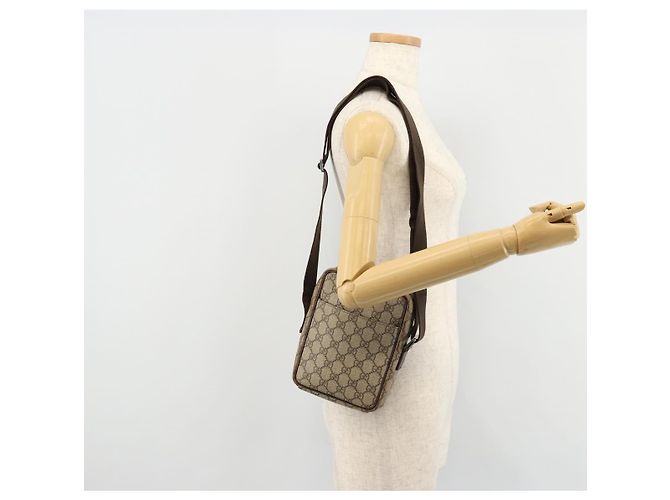 Borsa a Spalla GUCCI GG Supreme PVC Beige Argento 122754 Auth hk3711 - vista 23