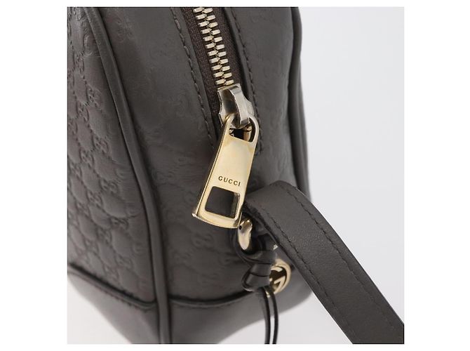 Bolso GUCCI Micro GG Canvas Guccissima de Cuero Outlet Gris Oro 449413 Auth 179640 Castaño Dorado - vista 14