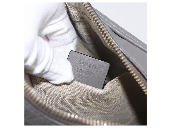Bolso GUCCI Micro GG Canvas Guccissima de Cuero Outlet Gris Oro 449413 Auth 179640 Castaño Dorado - vista 22