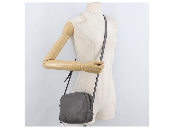 Bolso GUCCI Micro GG Canvas Guccissima de Cuero Outlet Gris Oro 449413 Auth 179640 Castaño Dorado - vista 23