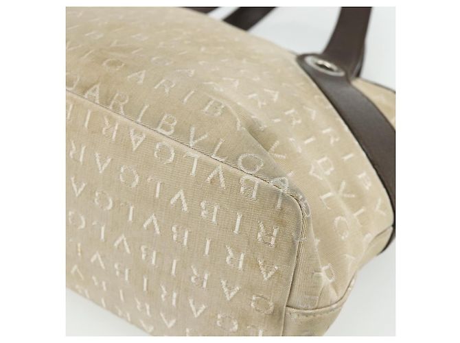 Bulgari Borsa BVLGARI Logo Mania in tela beige e argento Auth 180078 - vista 12