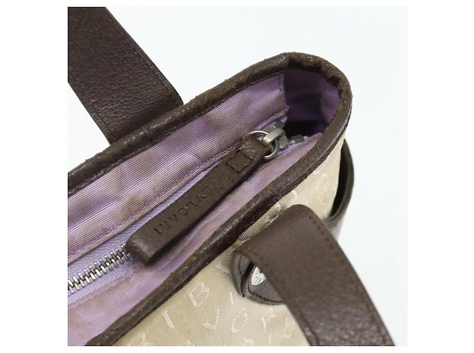 Bulgari Borsa BVLGARI Logo Mania in tela beige e argento Auth 180078 - vista 14