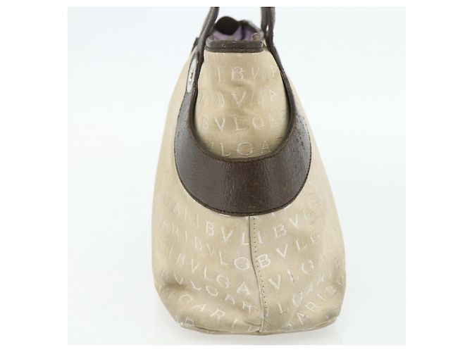Bulgari Borsa BVLGARI Logo Mania in tela beige e argento Auth 180078 - vista 4