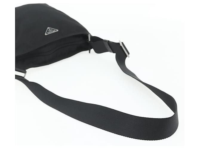 Borsa a tracolla PRADA Nylon Nero Argento Auth 180168 - vista 7