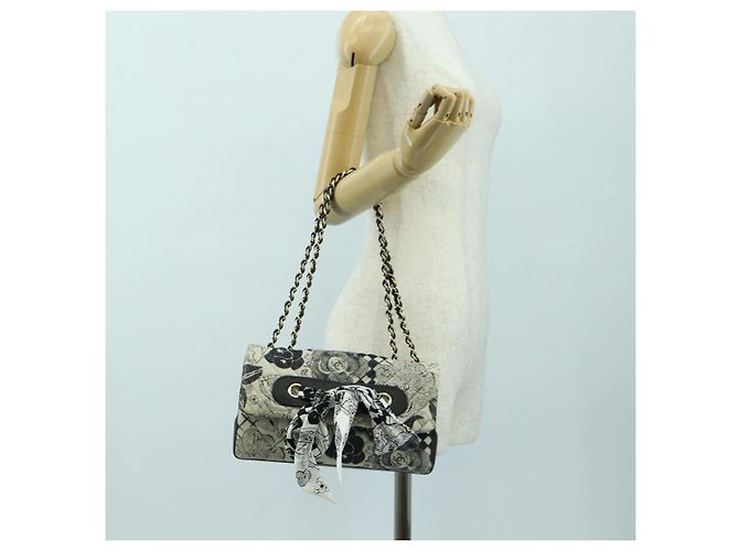 CHANEL Matelasse 25 Chain Shoulder Bag Corduroy White Gold CC Auth 178492SAM Bianco D'oro - vista 25