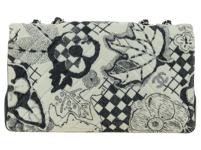 CHANEL Matelasse 25 Chain Shoulder Bag Corduroy White Gold CC Auth 178492SAM Bianco D'oro - vista 3