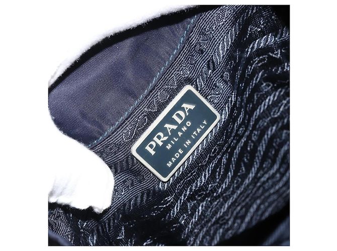 Zaino PRADA Nylon Navy Silver Auth bs34480 Argento Blu navy - vista 20
