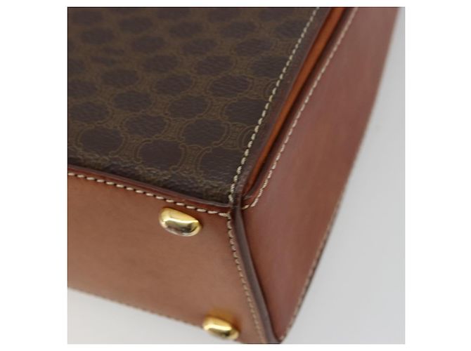 Céline Borsa CELINE Macadam Canvas PVC Pelle Marrone Oro Auth mr2441 D'oro - vista 12