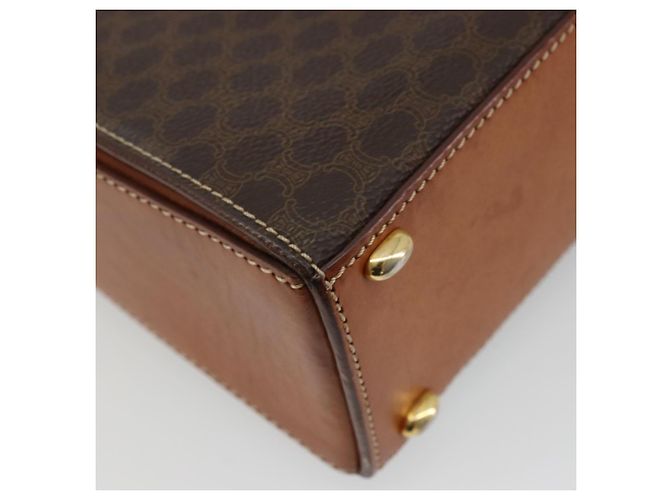 Céline Borsa CELINE Macadam Canvas PVC Pelle Marrone Oro Auth mr2441 D'oro - vista 13