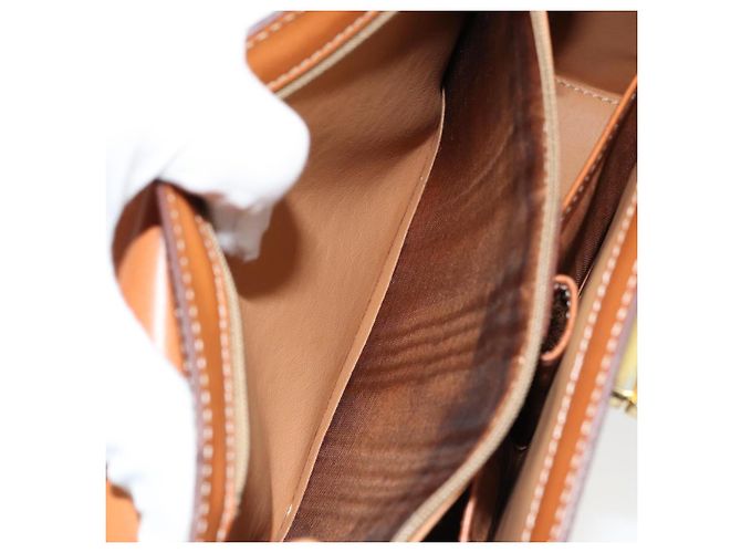 Céline Borsa CELINE Macadam Canvas PVC Pelle Marrone Oro Auth mr2441 D'oro - vista 21